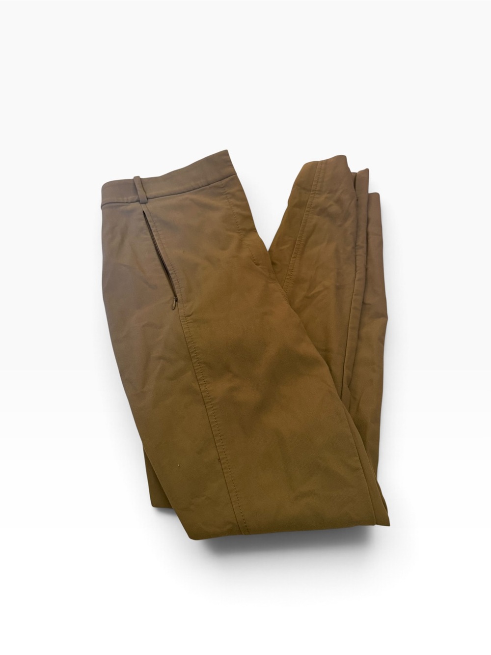 Mm Lafleur Tan Pleated Pants Womens 8 Zipper Hem Pockets Stretch